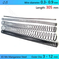 2pcs 305mm compression spring 65 mn manganese steel pressure spring wire dia 0 3 0 4 0 5 0 6 0 7 0 8 0 9 mm outer dia 3 12 mm