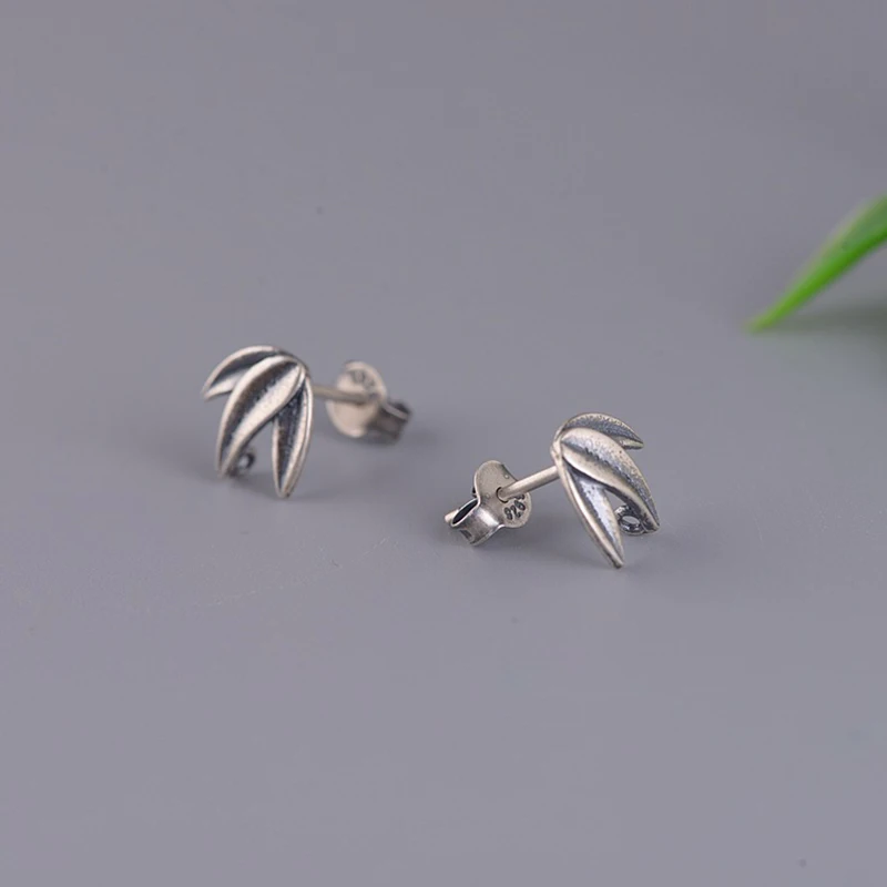 BALMORA 925 Sterling Silver Bamboo Stud Earrings for Women Girls Gift Original Plant Jewelry Brincos | Украшения и аксессуары