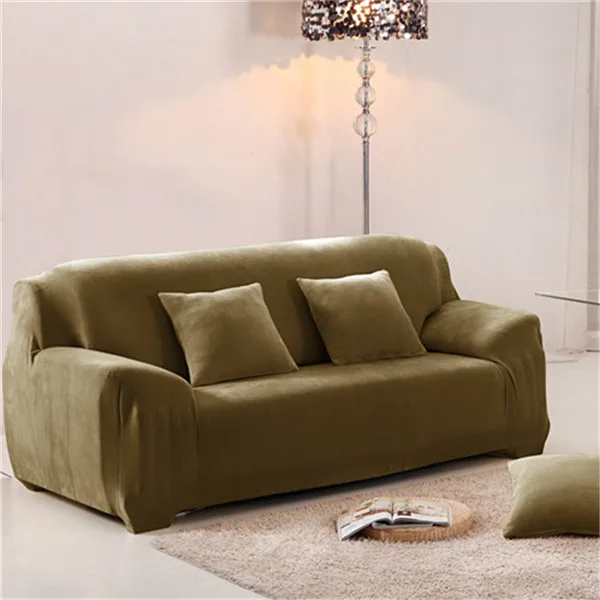 Army Green Твердые Цвет из толстого плюша, стрейч, чехол для дивана, Гостиная эластичные чехлы для диванов Универсальный секционный диван Чехол 1/2/3/4 местный - Цвет: Army Green