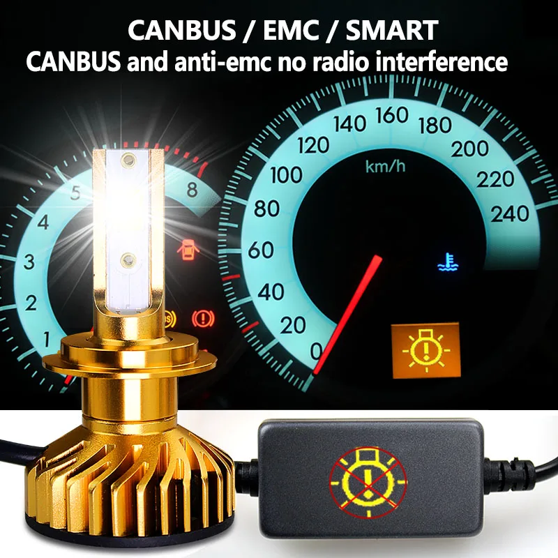 Светодиодный фонарь BAGE Mini Canbus H4 светодиодный H7 12 В 8000 лм 4300K 6000K 8000K H3 h1 9005 HB3 9006 HB4 H8 H9