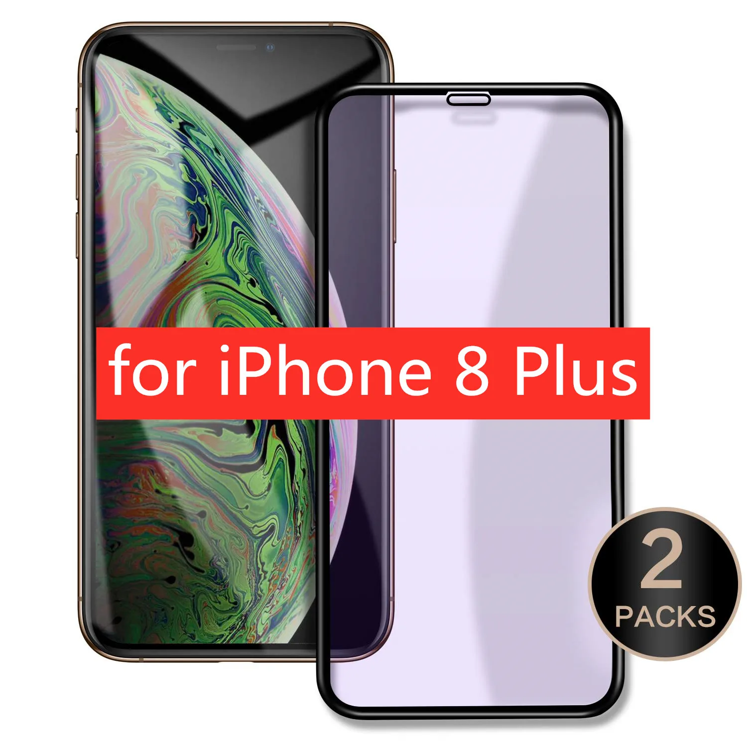 [2 шт] протектор экрана из закаленного стекла для iPhone Xs Max XR 8 8 Plus анти-синий луч 3D изогнутая поверхность стеклянная пленка 3D Touch - Цвет: 8P