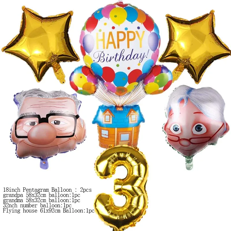 cartoon russel dug up balloon flying house foil balloon party supplies kid faovr cane birthday party decor baby shower gift free global shipping