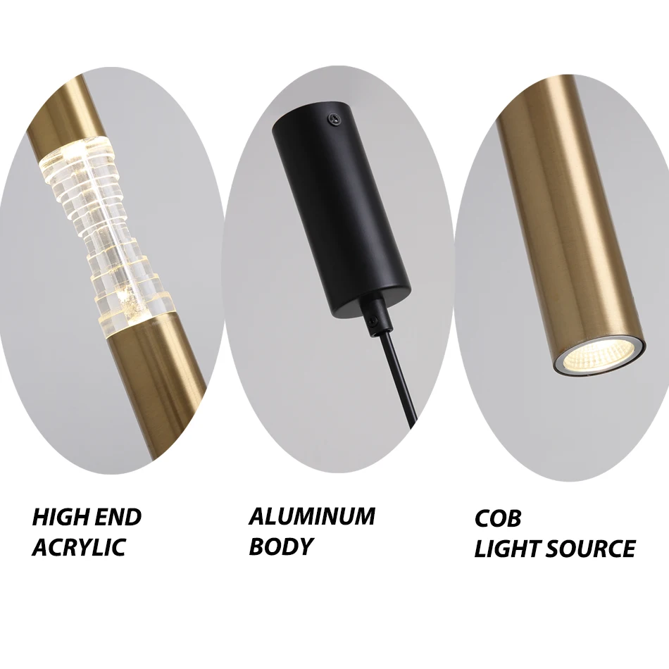 

Led led Pendant Lamp Long Tube light Kitchen Island Dining Room Shop Bar Counter Aluminum&Acrylic Hanging Light Kitchen Lamp