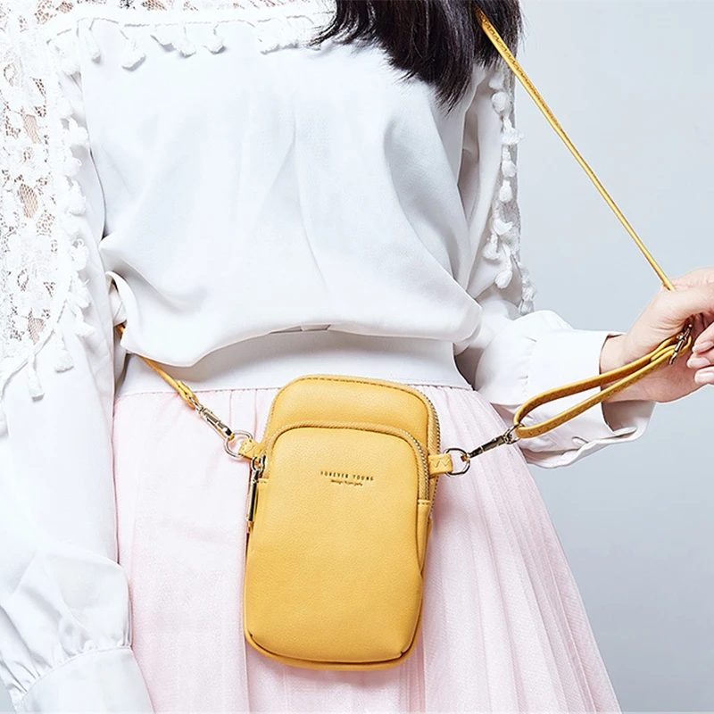 Yellow Small Shoulder Bag 2023 Small Shoulder Bag Women Soft Leather Female Cell Phone Pocket Messenger Bag Ladies Crossbody Bag