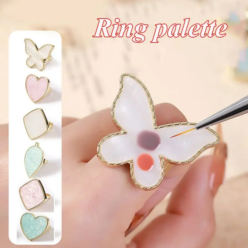 Hot Sale Resin Stone Palette For Nails Finger Ring False Nails Tips Drawing Color Mixing Display DIY Manicure Polish Gel Tool