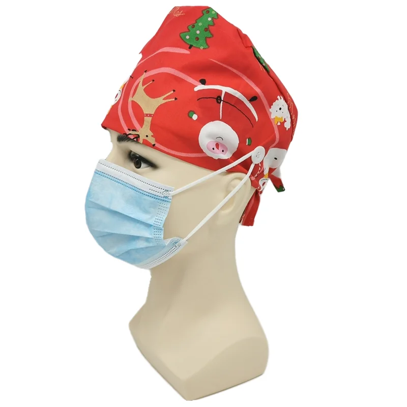 Christmas scrubs caps Santa Claus Print cap Pet Grooming Agency Work Scrubs Beauty Hats Lab nursing gorros enfermeria | Тематическая