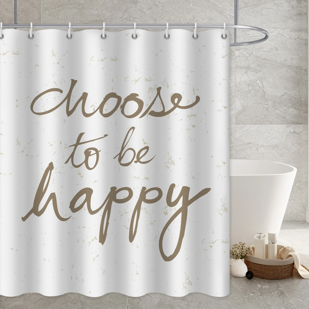 

Grey Words Printed Shower Curtains Bathroom Cloth Tropical Waterproof Fabric With Plastic Hooks Art Decortive Bathtub Curtains