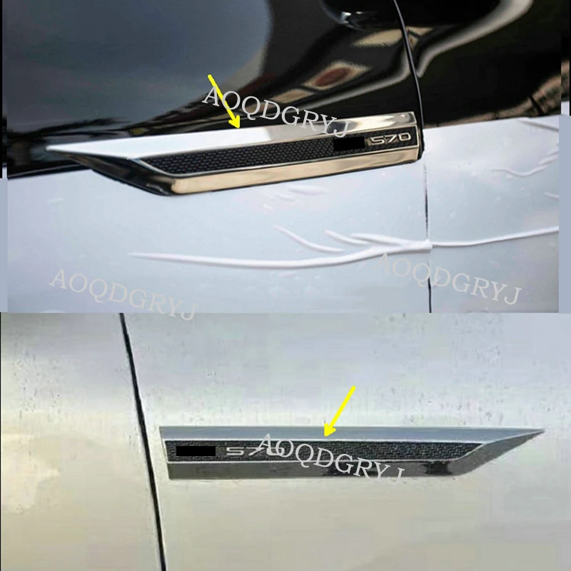 Black Fender Emblem Accent Moulding Trim Covers 2 pcs For LEXUS LX570 2016-2020 W/ Chrome | Chromium Styling