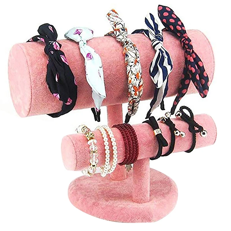 T-Bar Headband Hair Clasp Holder Retail Shop Jewelry Display Storage Stand Rack for Necklace Bracelet Watch Velvet | Украшения и