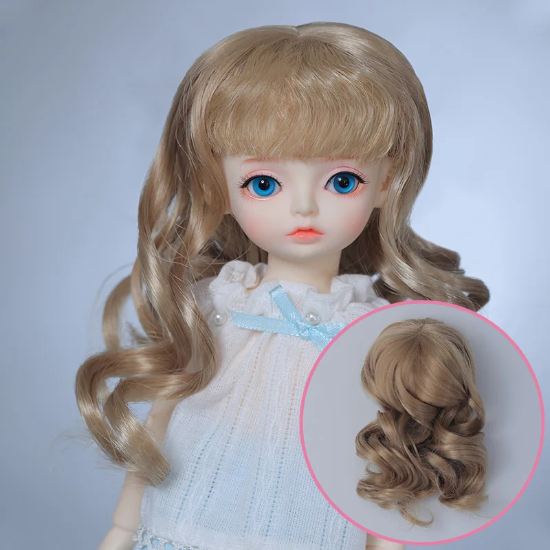 Wig For Doll BJD L6# free shipping size 16-17cm 1/6Curly Bangs Heat Resistant Synthetic long hair Wigs in beauty | Игрушки и хобби