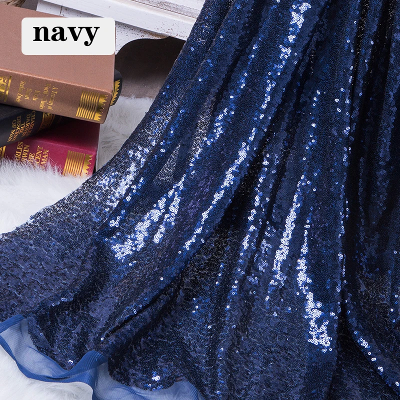 navy 1 м/2 м DIY 3 мм Ткань блесток блестка золото серебро блестки ткань для платья сцены вечерние украшения свадьбы - Цвет: navy