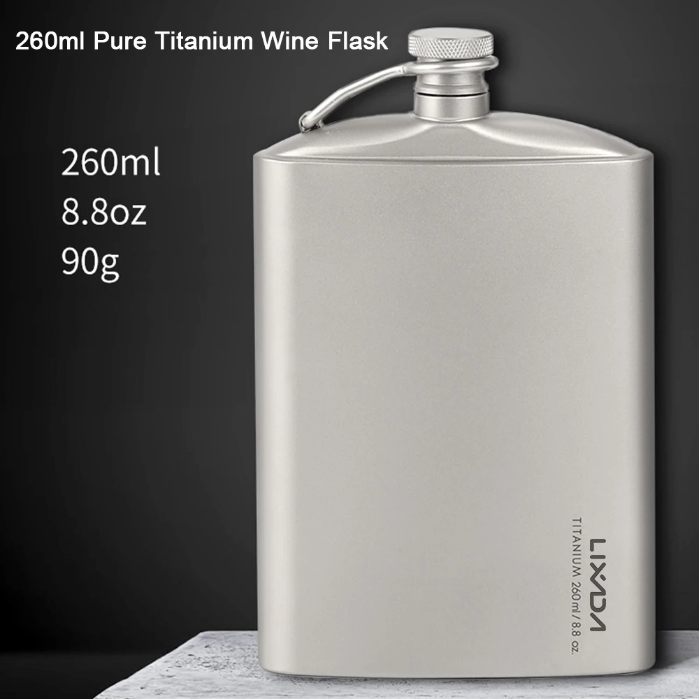 

Titanium Hip Flask Leakproof Titanium Outdoor Camping Flask Alcohol Whisky Wine Flask for Backpacking Fishing Picnic Hiking