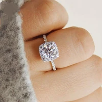 fashion luxury crystal engagement ring for women aaa white cubic zirconia silver color rings 2021 wedding trend female jewerly