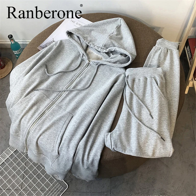 2020 New Autumn Winter 2pcs Sport Sets Women's Tracksuit Long Sleeve Hoodie Top+Sweatpants Warm Outfits Running Suit Sportswear