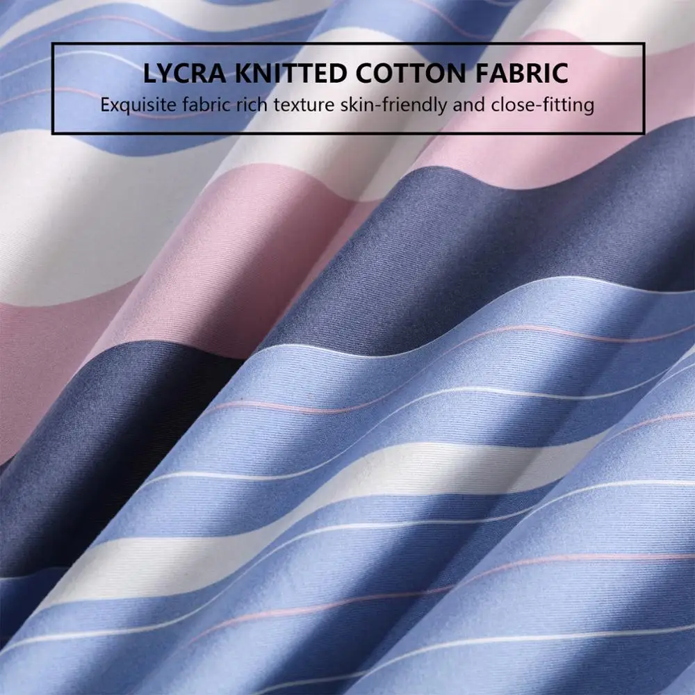 

100% Ultra Soft Lycra Knitted Cotton Duvet Cover Set 4pcs With Zipper Closure And Fixed Rope Bedding Set King Size