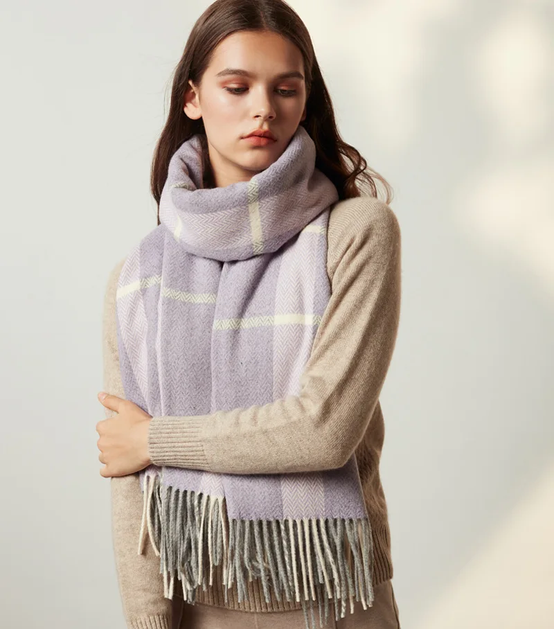 

Winter 2019 Korean Edition Thickened Herringbone Stitching Wool Scarf Woman,Long Widened Super Large Warm Lady Shawl Dual Use