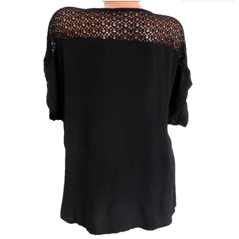 

2021 Summer Short Sleeve Womens Blouses And Tops Loose White Lace Patchwork Shirt Plus Size 4xl 5xl Women Tops Casual Clothes