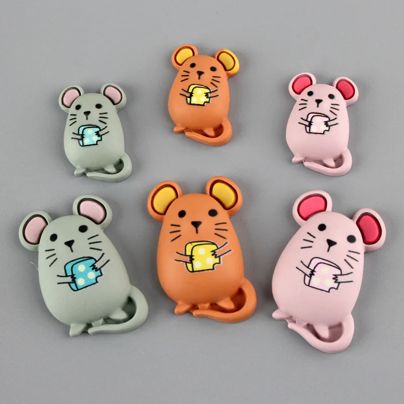 10 шт./лот смолы мультфильм животных с плоской задней кабошон Kawaii мышь Сделай Сам