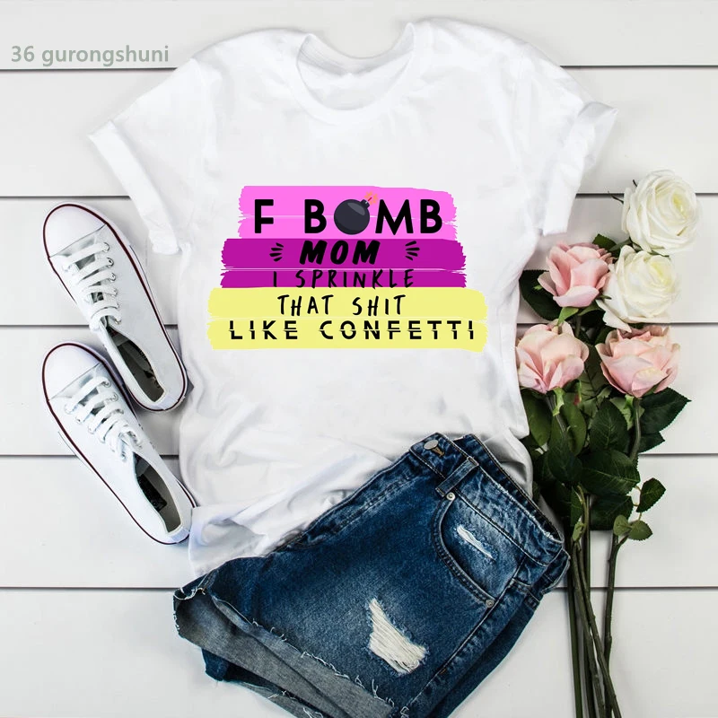Модная ретро футболка женская с графическим принтом F-Bomb Mom корейский стиль