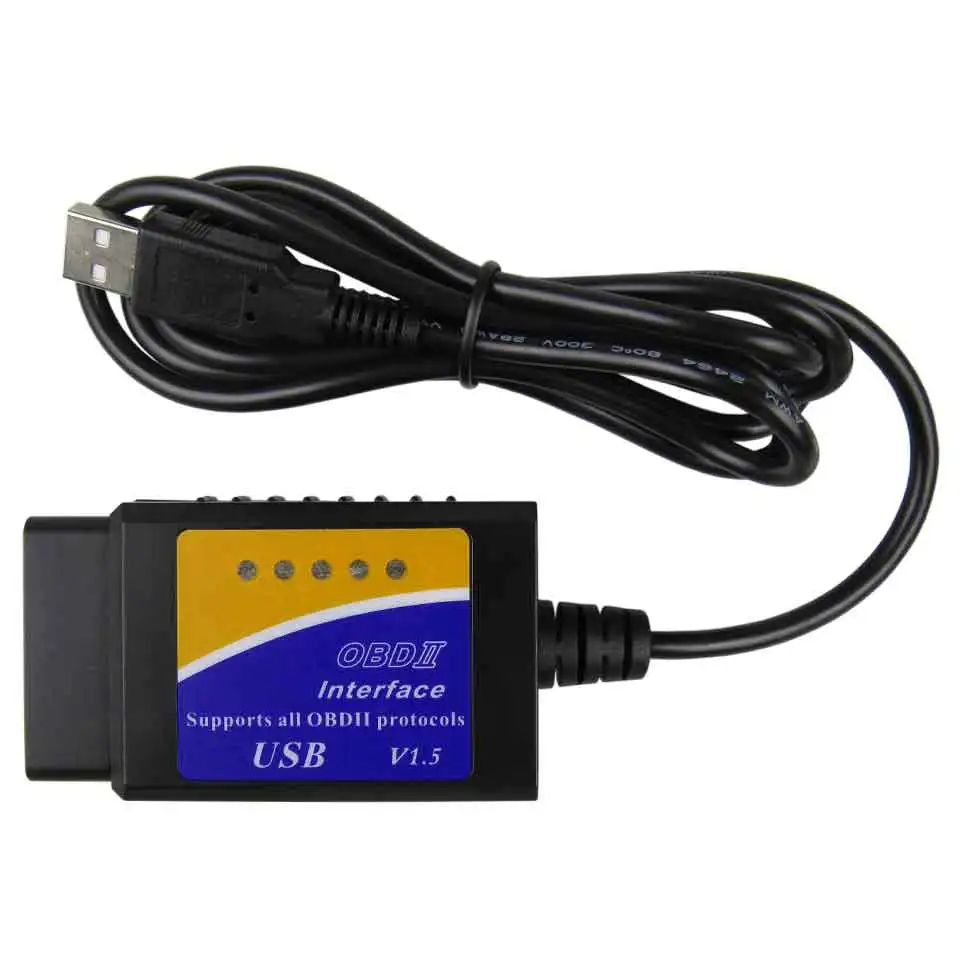 Автомобильный сканер OBD2 ELM327 V1.5 USB интерфейс автомобильный диагностический ECU ELM 327