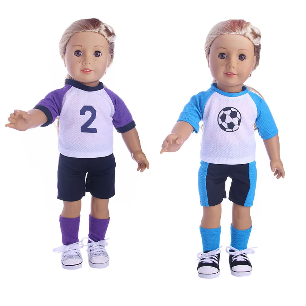 

Football Uniform Outfit Clothes for 18" 43cm American Girl BJD Reborn Baby Doll Accessories Pajamas Tops Trousers Dress Suit