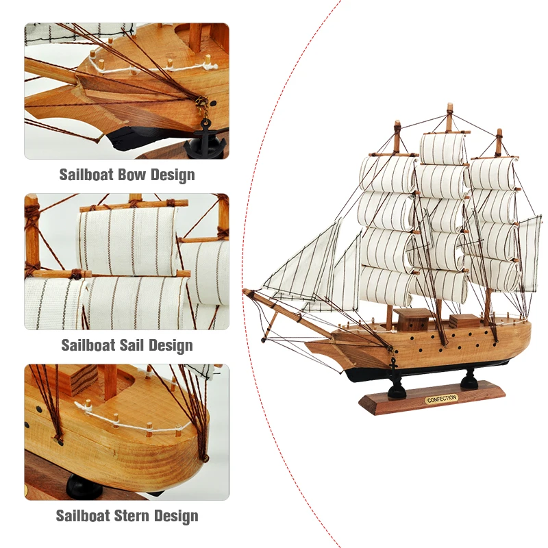 Белая парусная лодка Luckk классические деревянные парусные лодки ручной работы