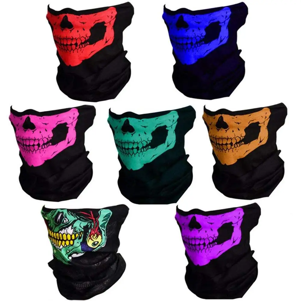 Бесшовная 3d-маска на лицо с черепом Ветрозащитная маска мотоцикла для Хэллоуина
