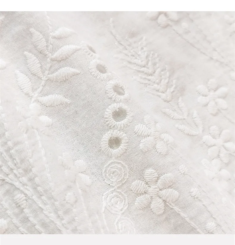 

Original Design AIGYPTOS Autumn Women French Vintage Elegant Slim Dresses V-Neck Embroidery 100%Cotton White Knee-Length Dresses