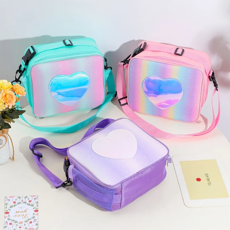 

Holographic Lunch Bag Insulated Lunch Box Cooler Tote Bags Picnic Container Storage Organizer