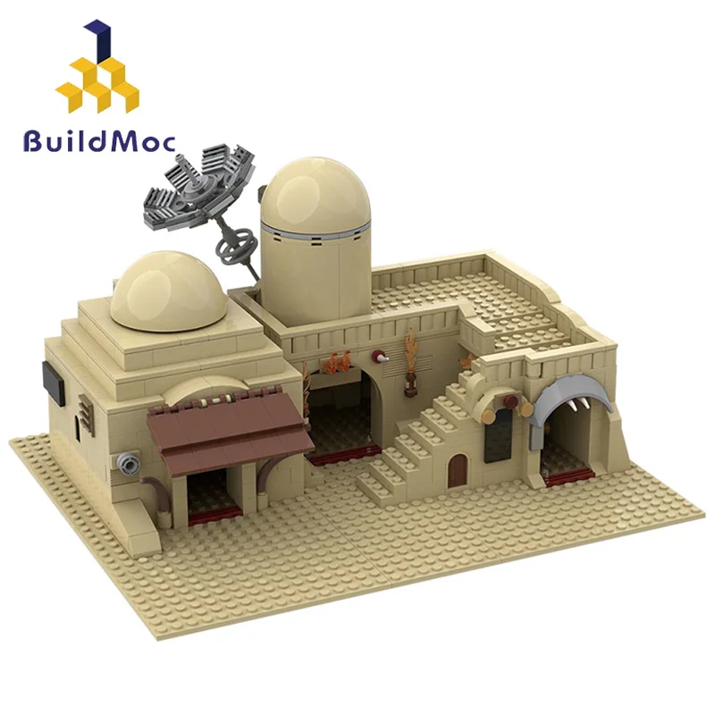 

BuildMoc City Buildings MOC Desert Village Castle Architecture Figures House Building Blocks Bricks City Sets Toys for Children