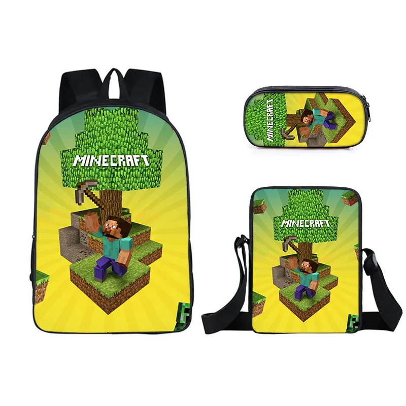 

Pikurb My Game World Schoolbag Travel Backpack Shoulder Bag Pencil Case Three-Piece Gift for Kids Students