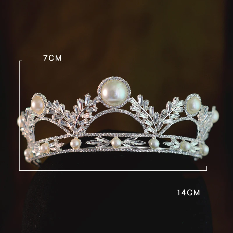 

Elegant Queen Tiaras European Style Hair Jewelry Accessories Wedding Bridal Knot Faux Pearl Crowns Luxury Headwear For Women