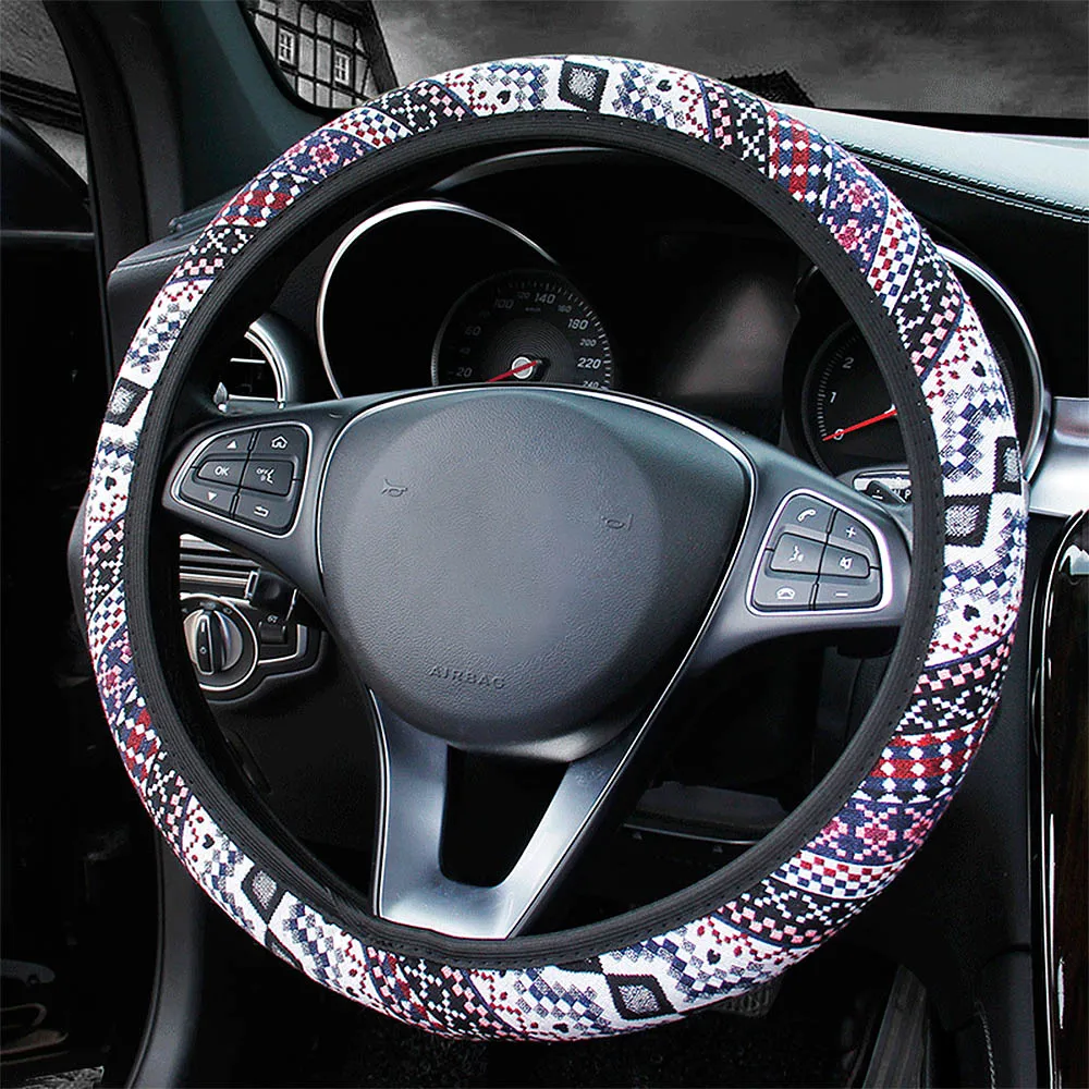

Универсальный автомобильный чехол на руль 37-39 см в народном стиле, украшение интерьера автомобиля, аксессуары для девочек и женщин