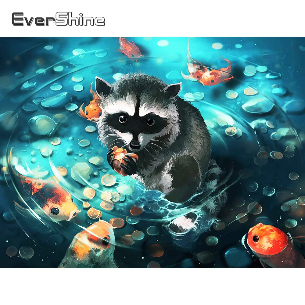 Evershine 5D алмазная вышивка енот животные живопись набор для мозаики Стразы полное