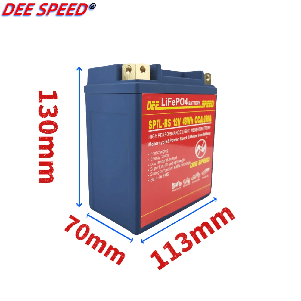 Аккумуляторная батарея для мотоцикла 7L BS LiFePo4 12 В 7 Ач мощная литиевая с гелевой