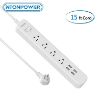 ntonpower 1700 joule surge protector usb power strip with 15ft4 6meter extension cord 4 outlets 4 usb desktop charging station