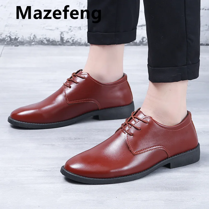 

Mazefeng Men Dress Shoes Men Wedding Fashion Office Footwear High Quality Leather Comfy Business Men Formal Shoes 2021 Men Shoes