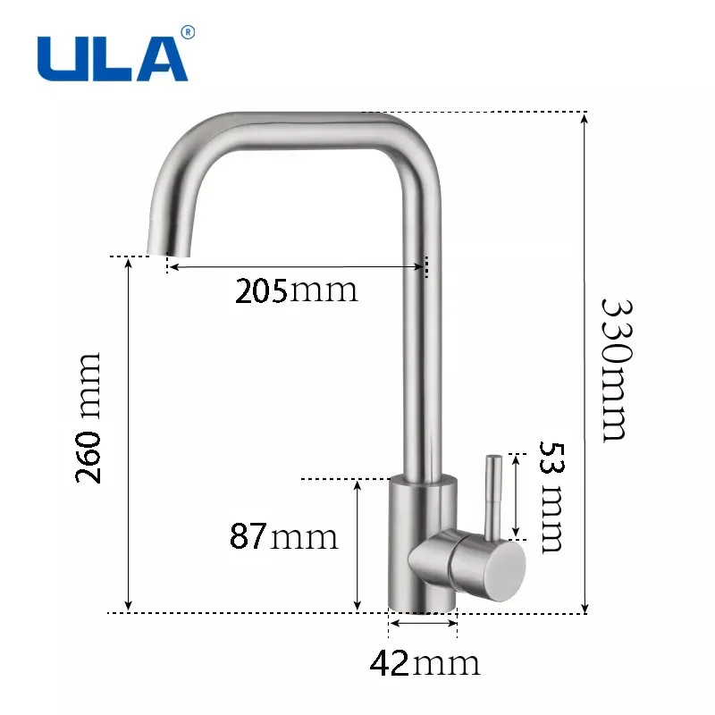 ULA Kitchen Faucet Gold Stainless Steel 360 Rotate Kitchen Tap Faucet Deck Mount Cold Hot Water Sink Mixer Taps Torneira images - 6
