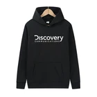 Мужская толстовка с капюшоном и логотипом Discovery Channel, черная Модная брендовая Черная куртка с принтом, пуловер большого размера для девушек