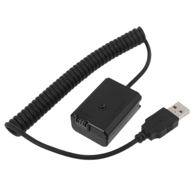 

USB to NP-FW50 Dummy Battery Eliminator Power Supply Spring Cable for -Sony A7 A7RII A6500 A6400 A6300 A6100 A6000