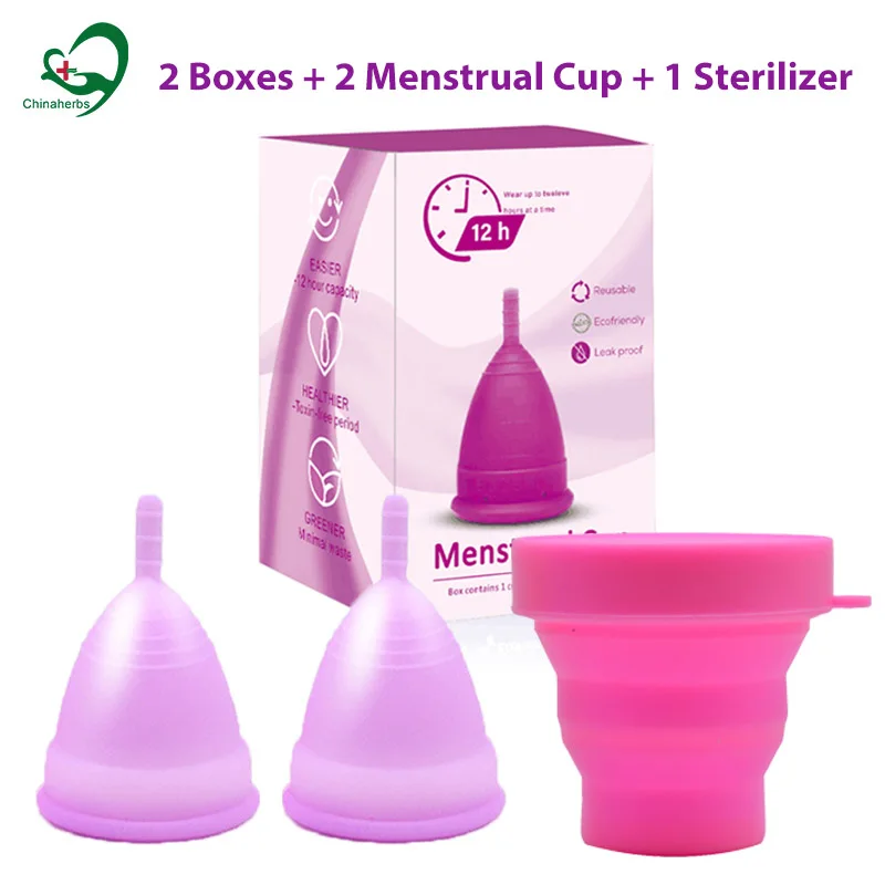 

100% Silicone Female Portable Soft And Safe Reusable Menstrual Collector Cup Disinfection Cup Package Reusable