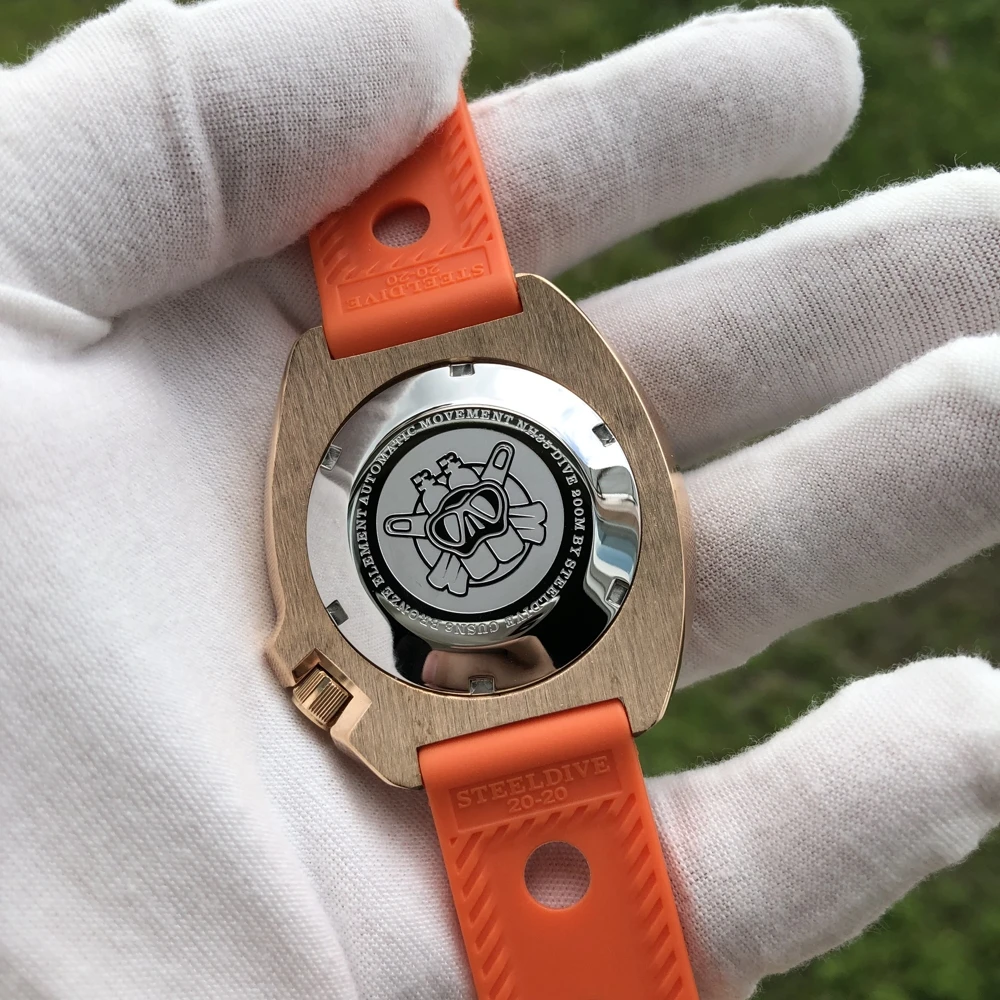 Часы STEELDIVE 1970S CuSn8 Оловянное керамическое кольцо бронза 200 м часы для дайвинга с