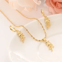 fine gold gf rose flower europe women jewelry sets jewelry gift dubai pendant earrings diy charms cabbage get rich
