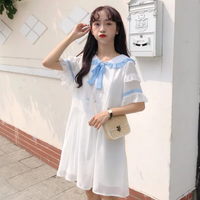 Платье женское шифоновое в японском стиле Харадзюку милое винтажное платье