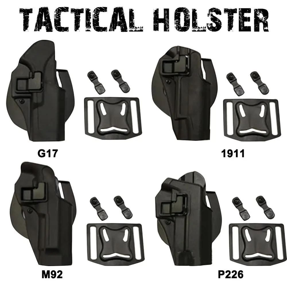 

Military Glock Holster Tactical Airsoft Pistol Right Hand Belt Gun Holster For Glock G17/P1911/M92/P226 Black