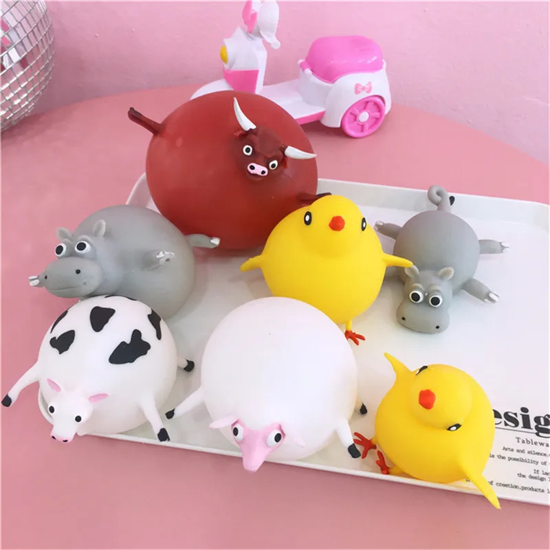 

6 Styles Funny Novelty TPR Blowing Animal Squeeze Anti-stress Practical Jokes Gag Inflatable Games Ball Toys For Children