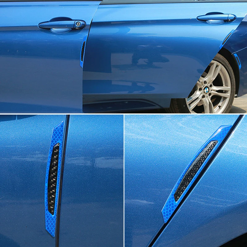 

Gtinthebox 4pcs Universal Carbon Fiber Super Reflective Car Side Door Edge Protection Guard Trim Strip Anti-Scratch Stickers