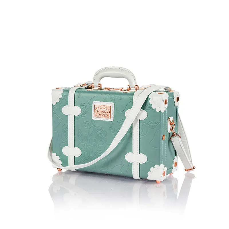 Embossed Mint COTRUNKAGE 13 дюймов Для женщин Сумочка из искусственной кожи ручной клади косметического футляра для девочек декоративная шкатулка с тонким ремешком тиснением мята - Цвет: Embossed Mint