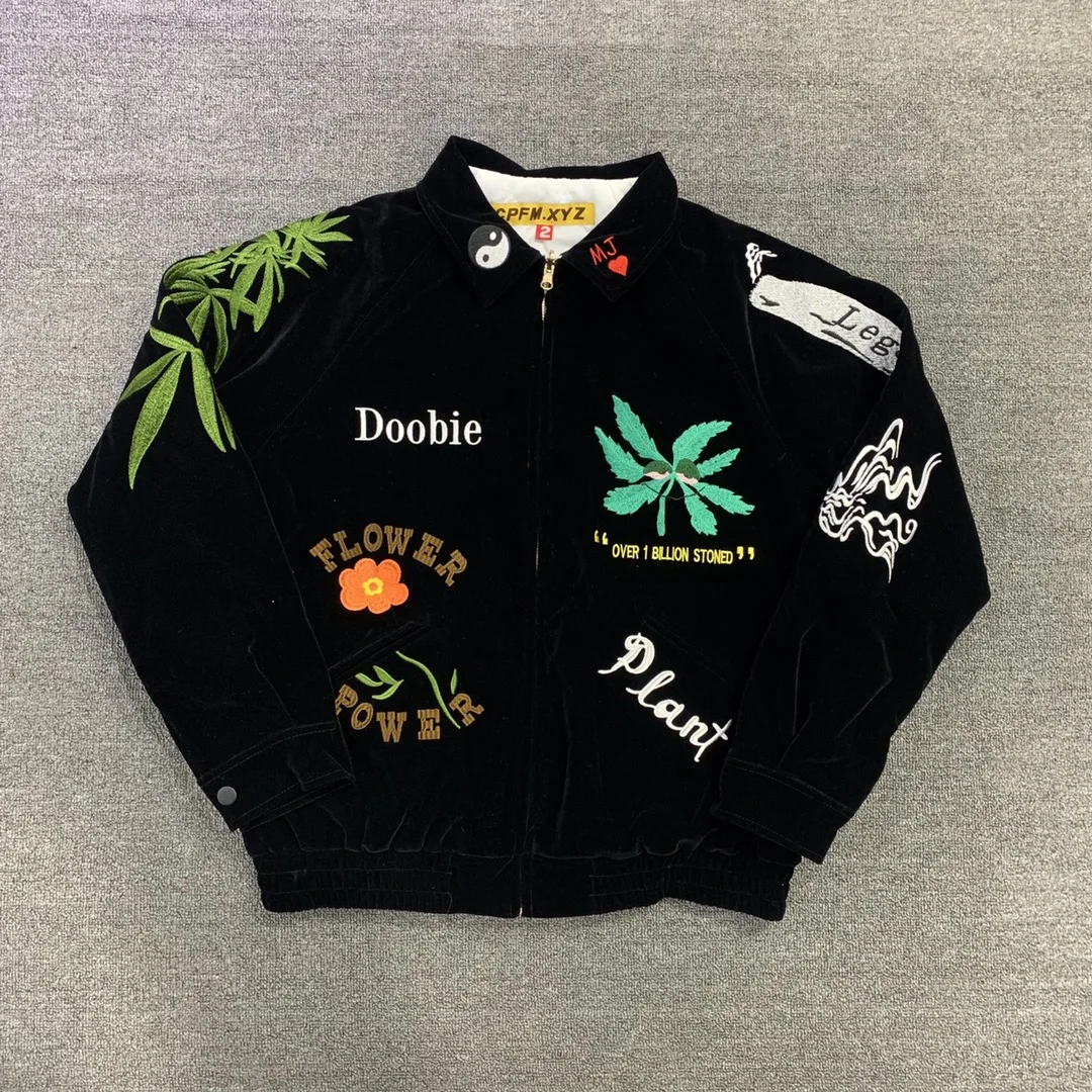 

Men New CPFM. XYZ Jacket Men Women Souvenir Commemorative Heavy-duty Embroidered Floral Jacket Denim Jacket Tik Tok Coats