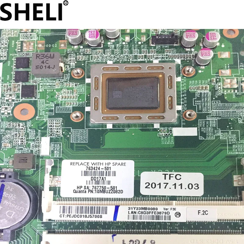 Материнская плата для ноутбука HP Pavilion 17-F 763424-501 763424-001 A10-5745M 100% DAY23AMB6F0 AM5745